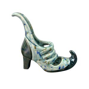 Unique Funky Ceramic Handmade Glazed Witches Shoe Sculpture Halloween Pop Art